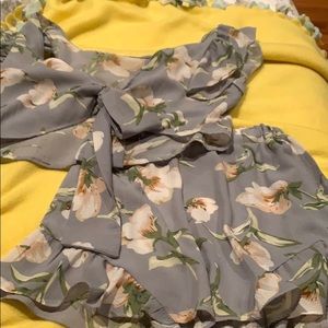 Grey floral two piece set